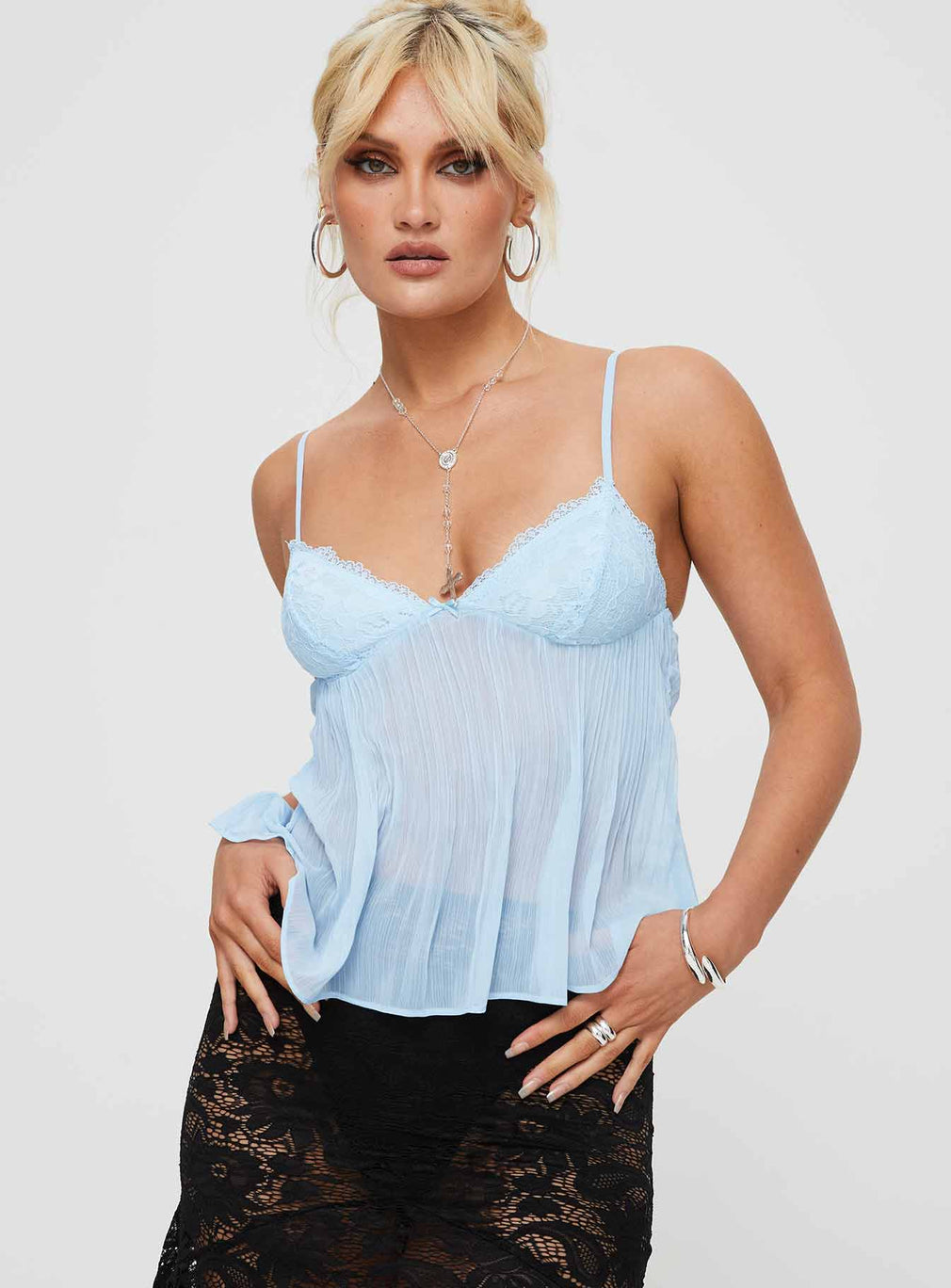 Vexa | Lace Pleated Top