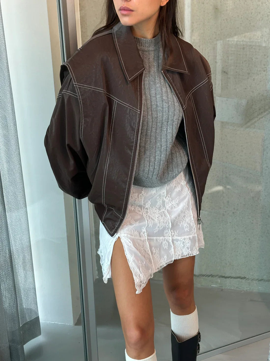 Mirevia | Oversized Contrast Jacket